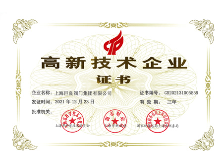 巨良高新技术企业证书